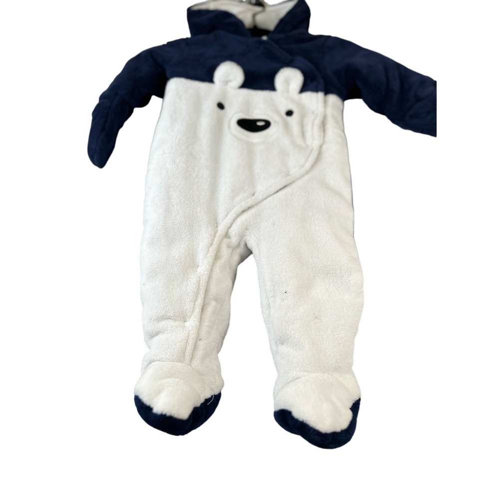 First Wish Thick and Snuggly Baby Bear Snap Snowsuit + Mittens and Feet 9-12 mo
